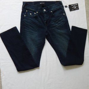 NWT MEN’S TRUE RELIGION GENO RELAXED SLIM FLAP BIG T LAST CALL WASH JEANS